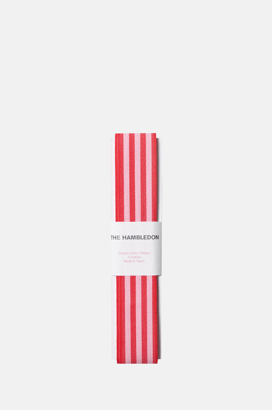 Chic and Paper Red and Candy Pink Cotton Stripe Ribbon 35x5m.