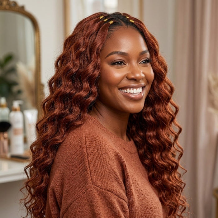 Red Deep Wave Human Hair Bundles with Bulk Hair for Braiding Newmiss Colored Virgin Hair Weave - newmiss hair