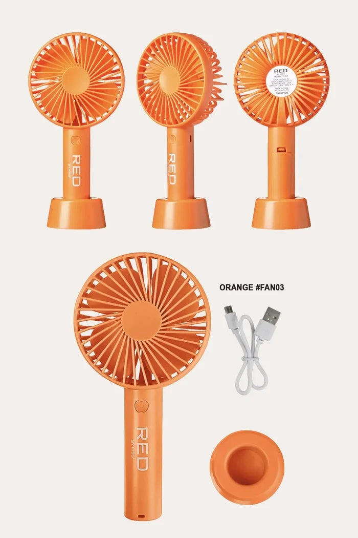 RED BY KISS PORTABLE HANDHELD RECHARGEABLE BEAUTY FAN RED BEAUTY
