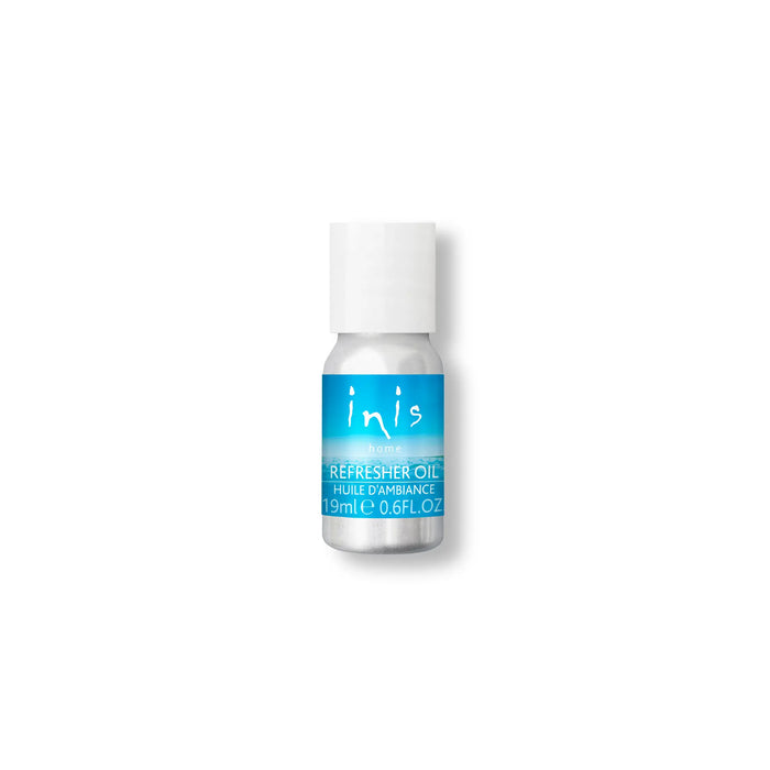 Small bottle of inis refresher oil on a white background