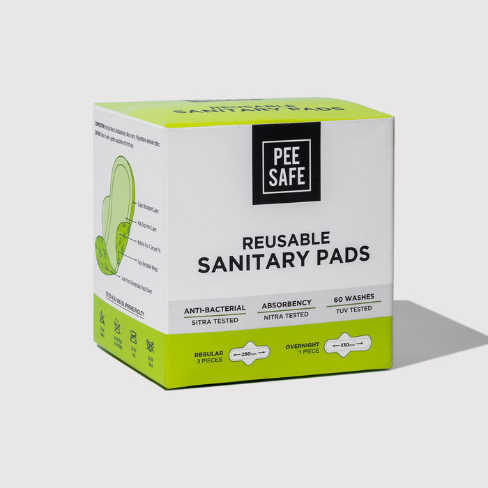 Pee Safe Reusable Sanitary Pads (3 Regular Pads + 1 Night Pad) - BULK BUY