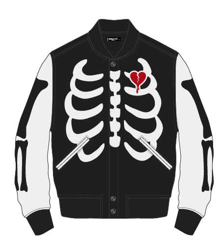 RIBCAGE VARSITY JACKET - RK6481504 - BLACK/WHITE