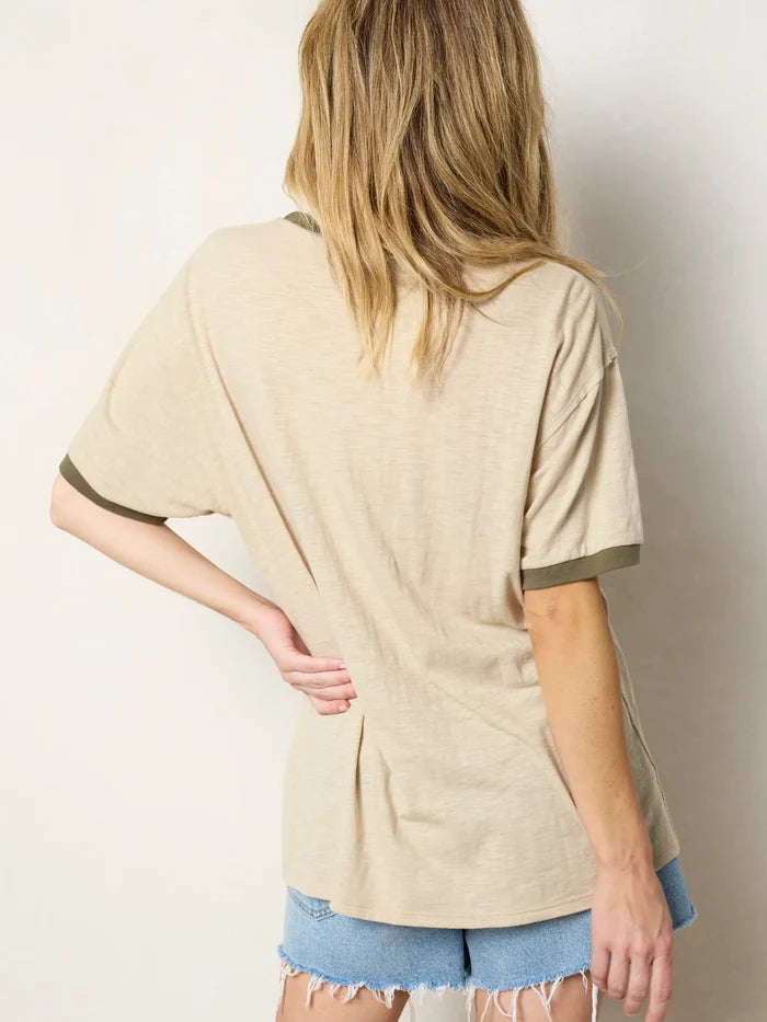 Ringer Oversized Tee Shirt - Picnic Club-view 2