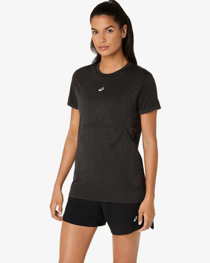ASICS ROAD SEAMLESS SS TOP PERFORMANCE BLACK GRAPHITE MUJER
