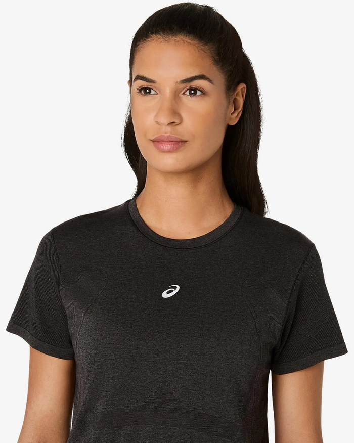 ASICS ROAD SEAMLESS SS TOP PERFORMANCE BLACK GRAPHITE MUJER