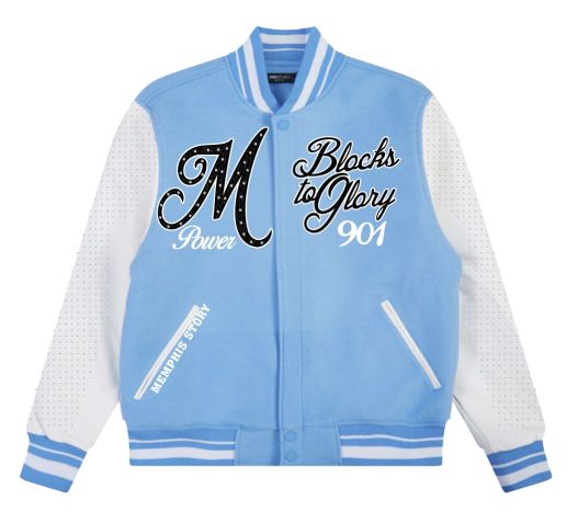 ROKU STUDIO HOOD RICH RHINESTONES VARSITY JACKET - RK6481912 - UNIVERSITY BLUE