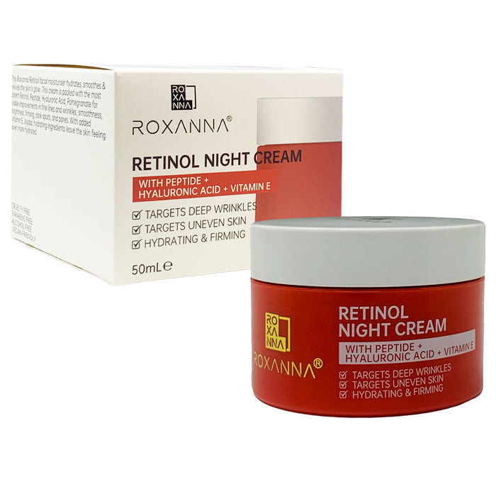 Roxanna Retinol Night Face Cream – Anti-Ageing Moisturiser for Wrinkles, Fine Lines & Uneven Skin Tone (50ml)
