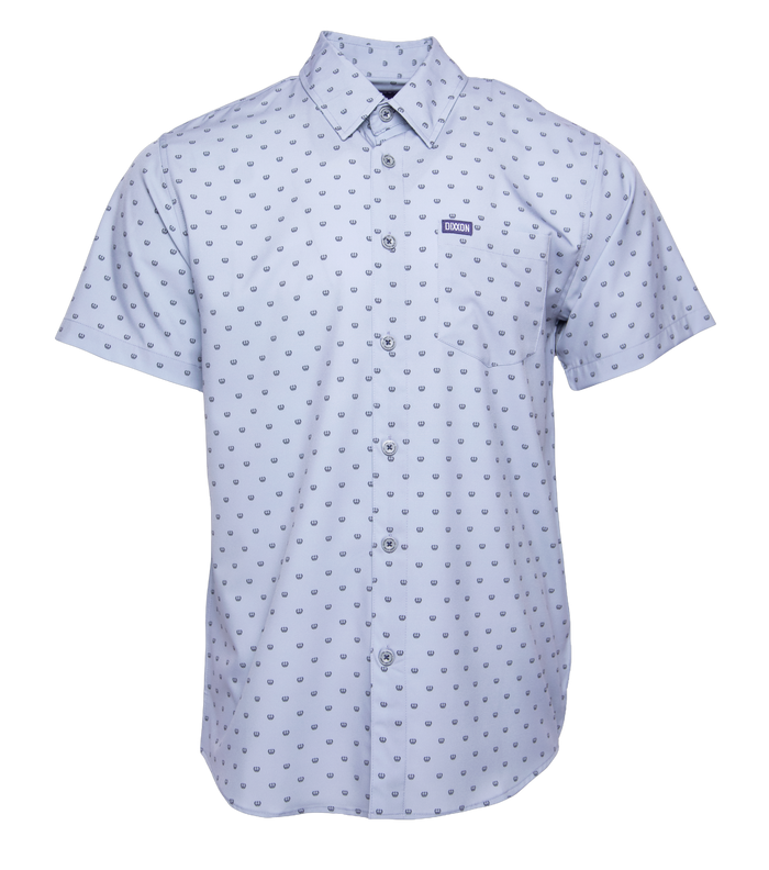 Salty Crest Short Sleeve Party Shirt - Grey/Black