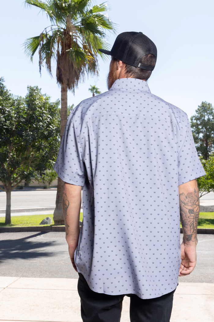 Salty Crest Short Sleeve Party Shirt - Grey/Black