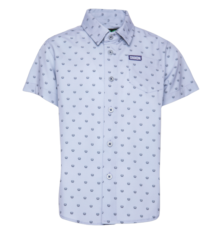 Salty Crest Youth Short Sleeve Party Shirt - Grey/Black