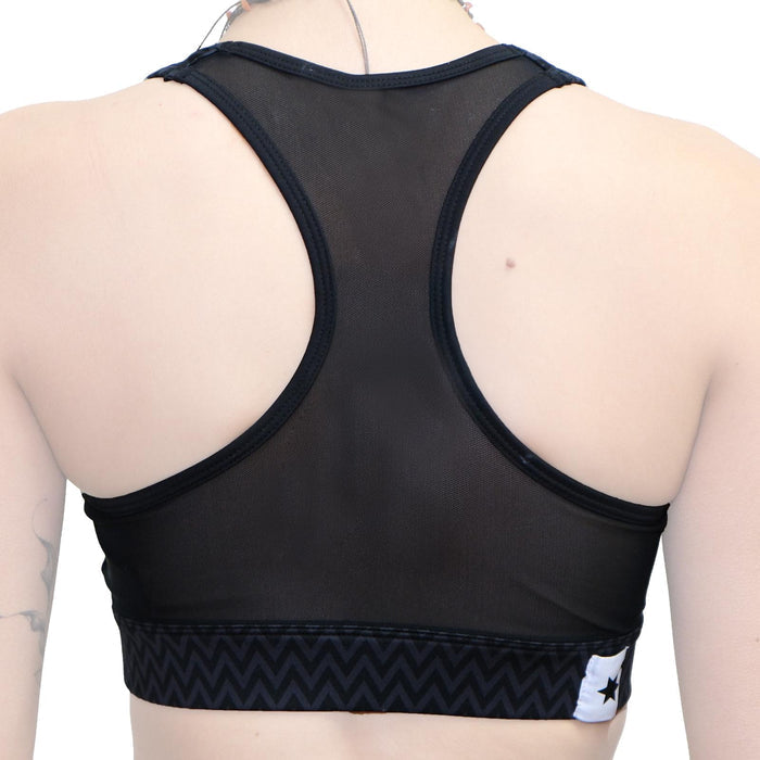 SAYSKY BLACK ZIGZAG COMBAT SPORT BRA MUJER