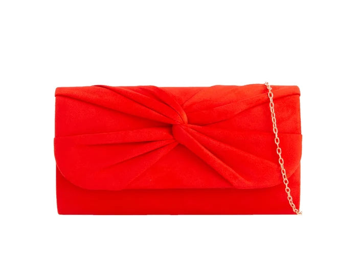 Scarlet Knot Suedette Clutch Bag