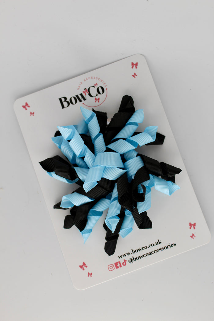 School Bow Black and Blue Topaz - Corker Bow - Clip