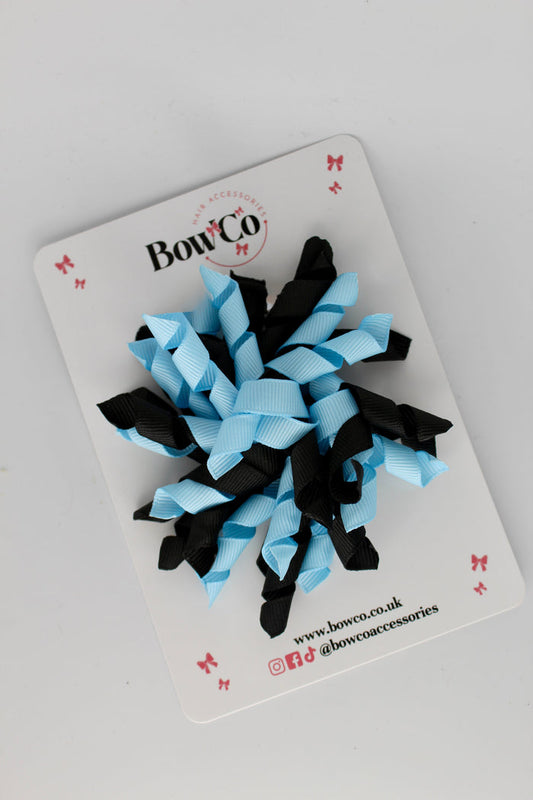 School Bow Black and Blue Topaz - Corker Bow - Clip
