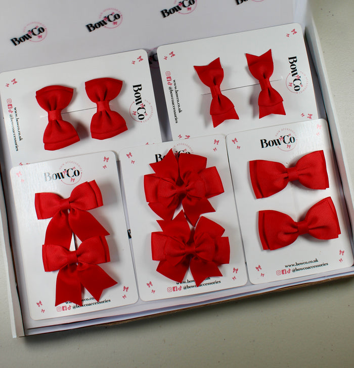 School Bow Bundle Saver - 10 Pack - Red - Clip