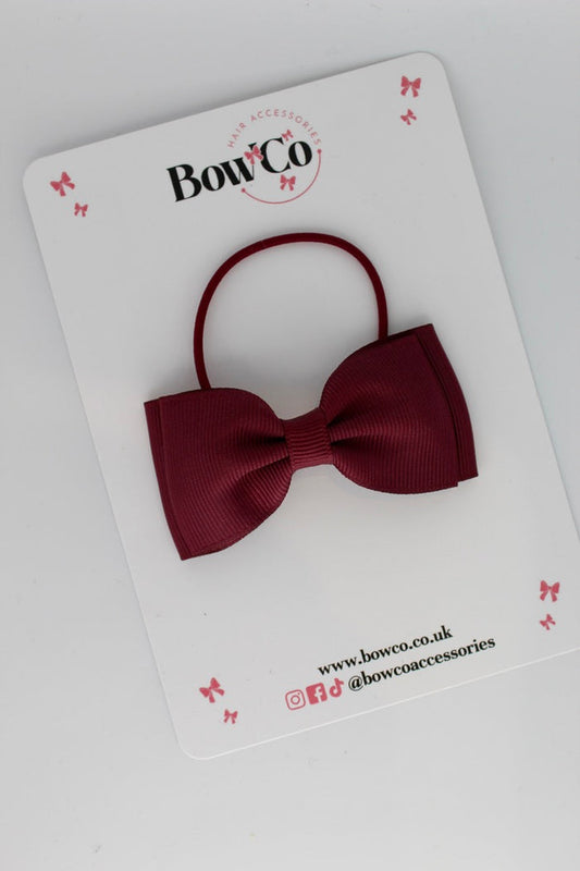 School Bow Burgundy - Double Lapel Bow - Elastic