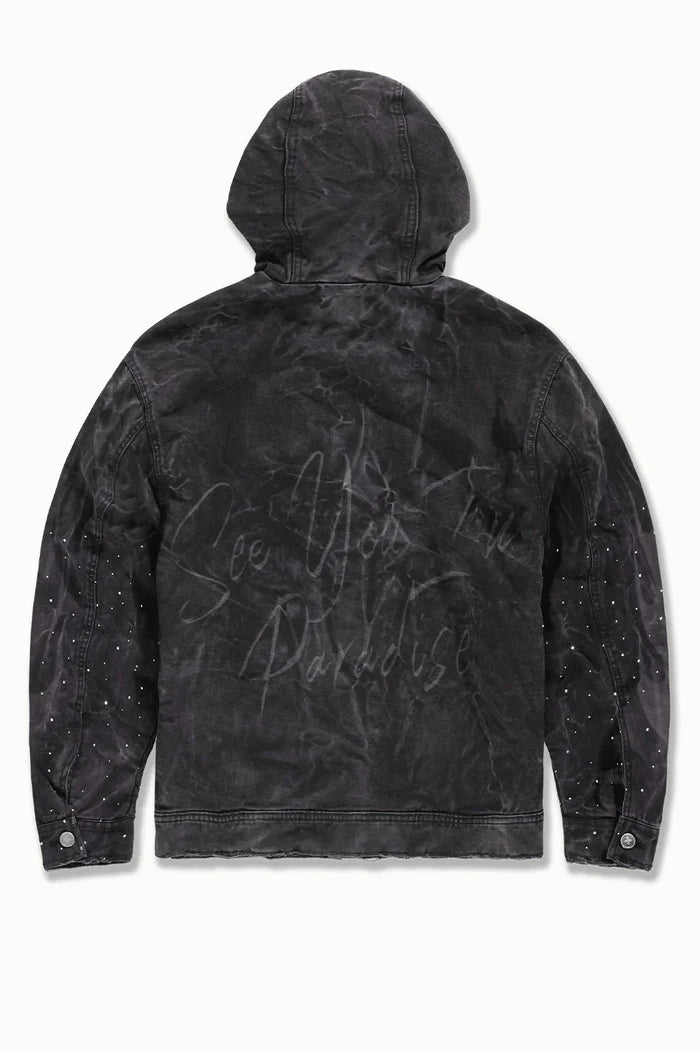 SEE YOU IN PARADISE HOODED JEANS JACKET - 91670 - VINTAGE BLACK