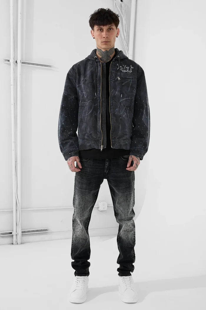 SEE YOU IN PARADISE HOODED JEANS JACKET - 91670 - VINTAGE BLACK