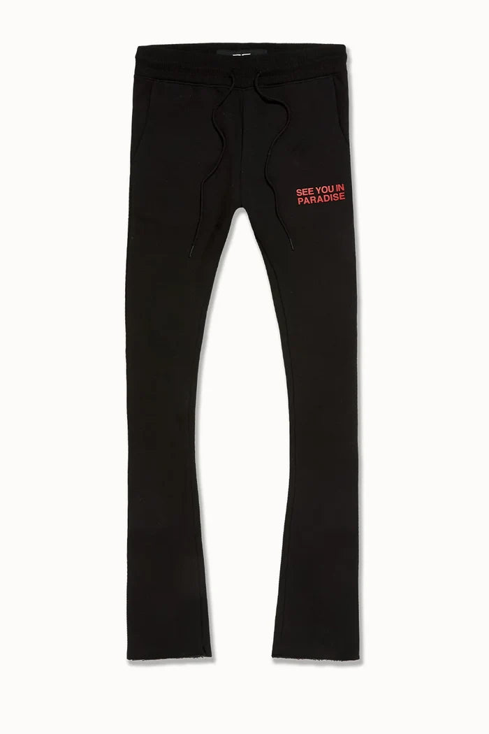 SEE YOU IN PARADISE HOODIE &STACKED FLEECE SET - 9111SET - BLACK/RED