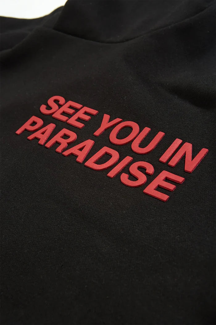 SEE YOU IN PARADISE HOODIE &STACKED FLEECE SET - 9111SET - BLACK/RED