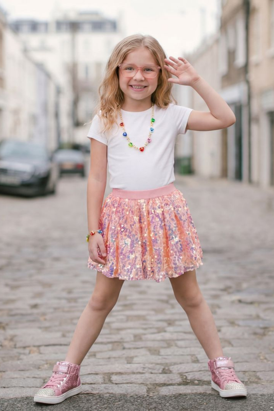 Sequins Skirt with Elastic Waistband