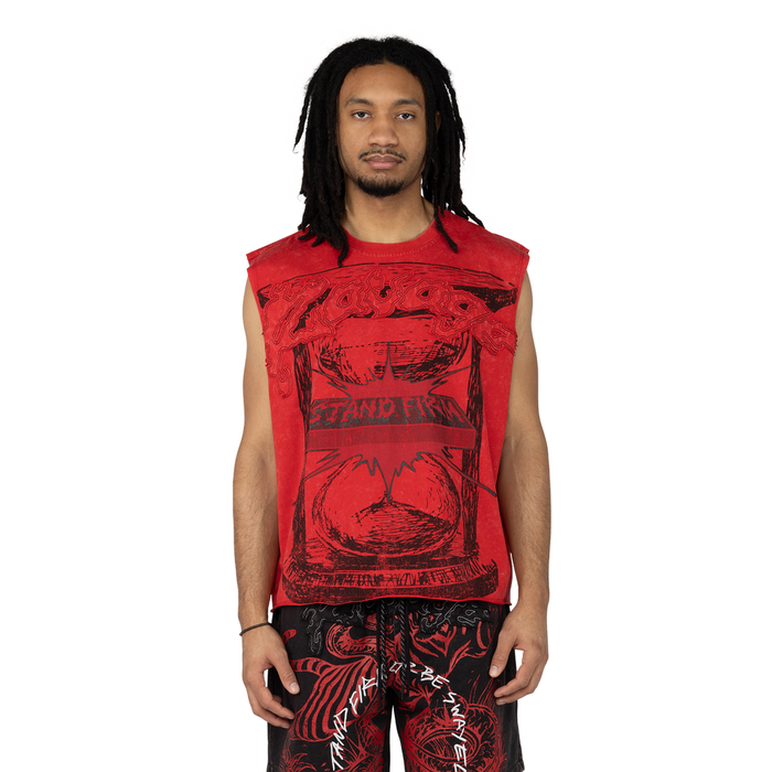 SMOKE RISE  GRAPHIC MUSCLE TANK TOP - KT25253 - RED