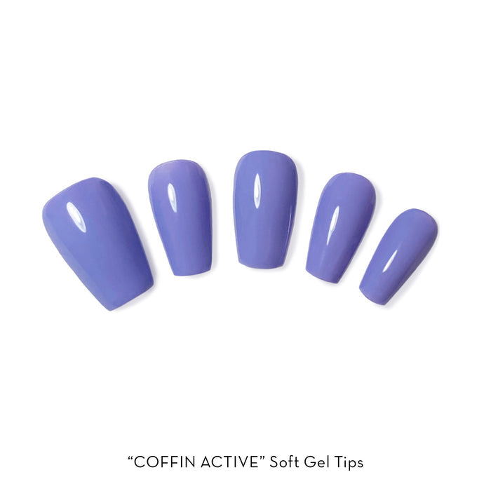 Soft Gel Tips | Coffin Active Clear - 600pk | Fuzion Gel