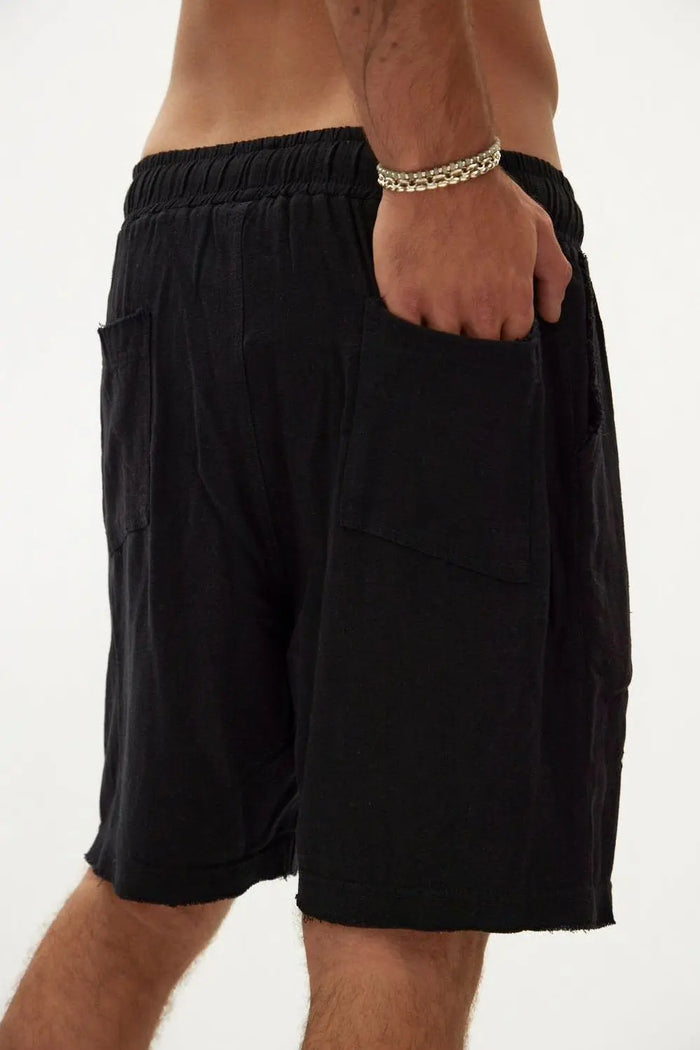 Soft Linen Bermuda Shorts — Black TFU-TFU shop