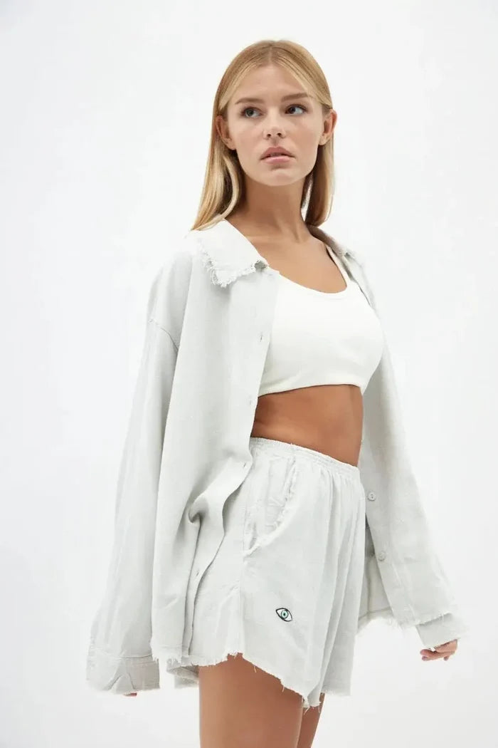 Soft Linen Shorts - Ice Grey TFU-TFU shop