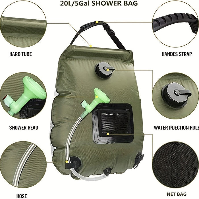 Solar Camping Shower Bag with Hose & Head