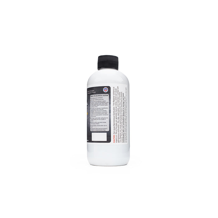 Solution Finish Fusion Grey Restorer bottle side label on a white background.