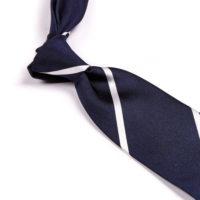 Sovereign Grade Navy White Narrow Rep Tie - 150 cm