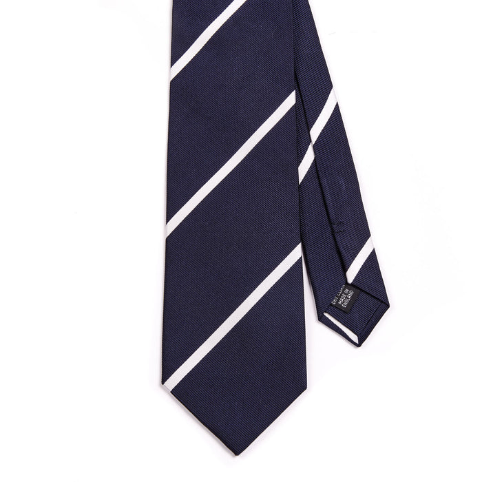 Sovereign Grade Navy White Narrow Rep Tie - 150 cm
