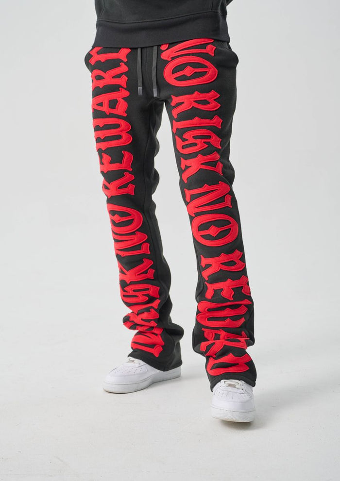 SPARK FLEECE STACKED PANTS - S5301 - BLACK/RED