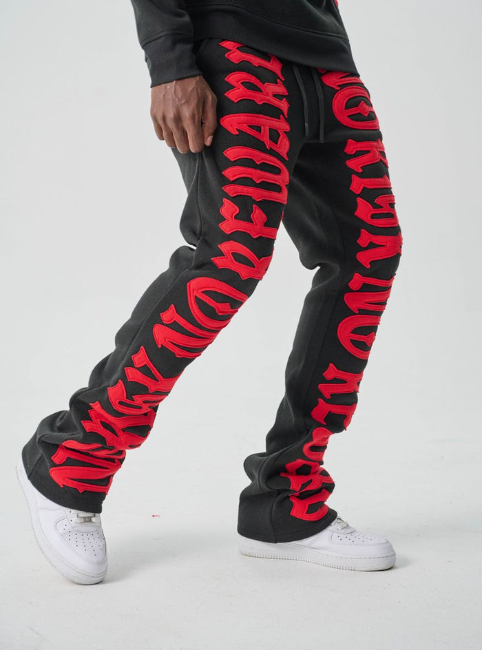 SPARK FLEECE STACKED PANTS - S5301 - BLACK/RED