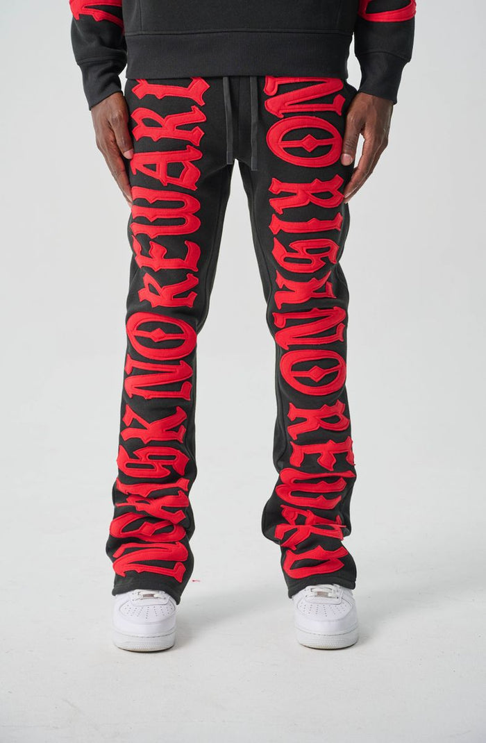SPARK FLEECE STACKED PANTS - S5301 - BLACK/RED