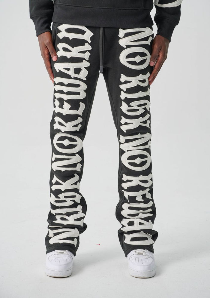 SPARK "NO RISK NO REWARD" FLEECE STACKED PANTS - S5301 - BLACK/WHITE