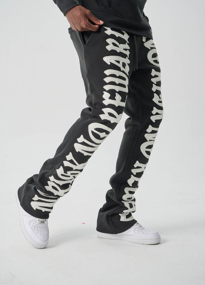 SPARK "NO RISK NO REWARD" FLEECE STACKED PANTS - S5301 - BLACK/WHITE