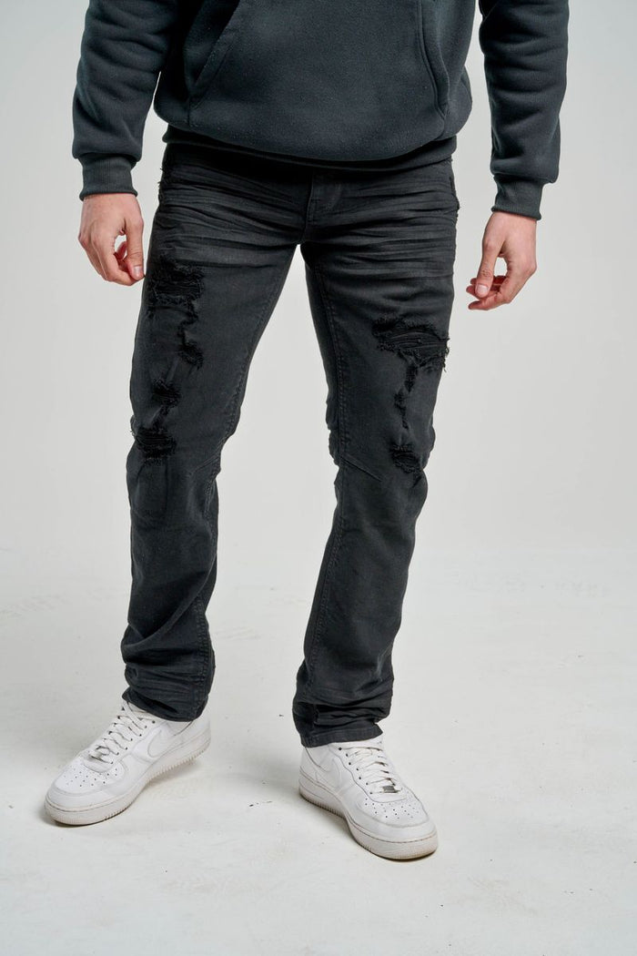 SPARK PREMIUM DENIM SLIM STRAIGHT FIT JEANS - S4404 - JET BLACK