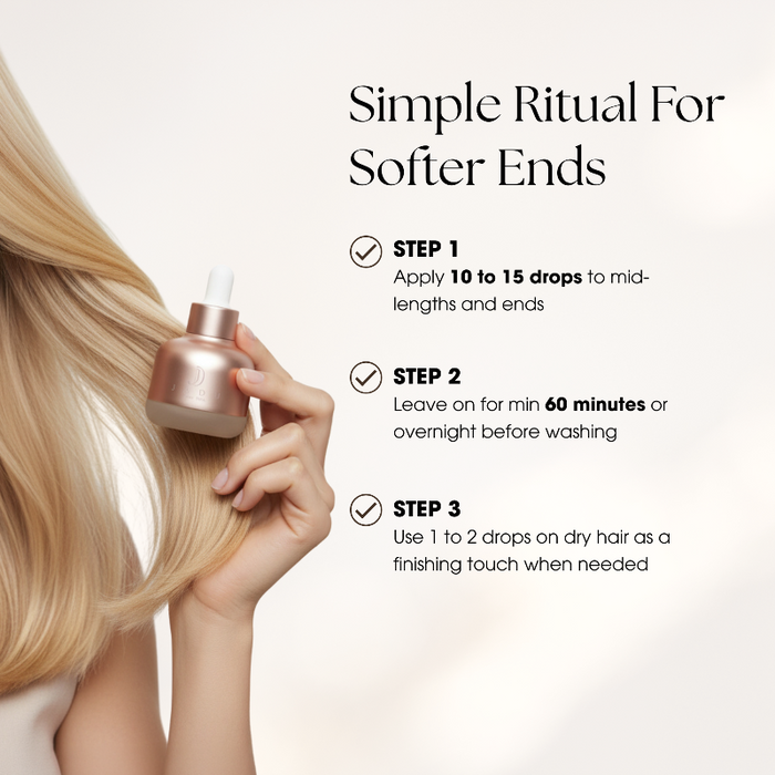 How to use Jadu Split Ends Care leave-in hair oil instructions