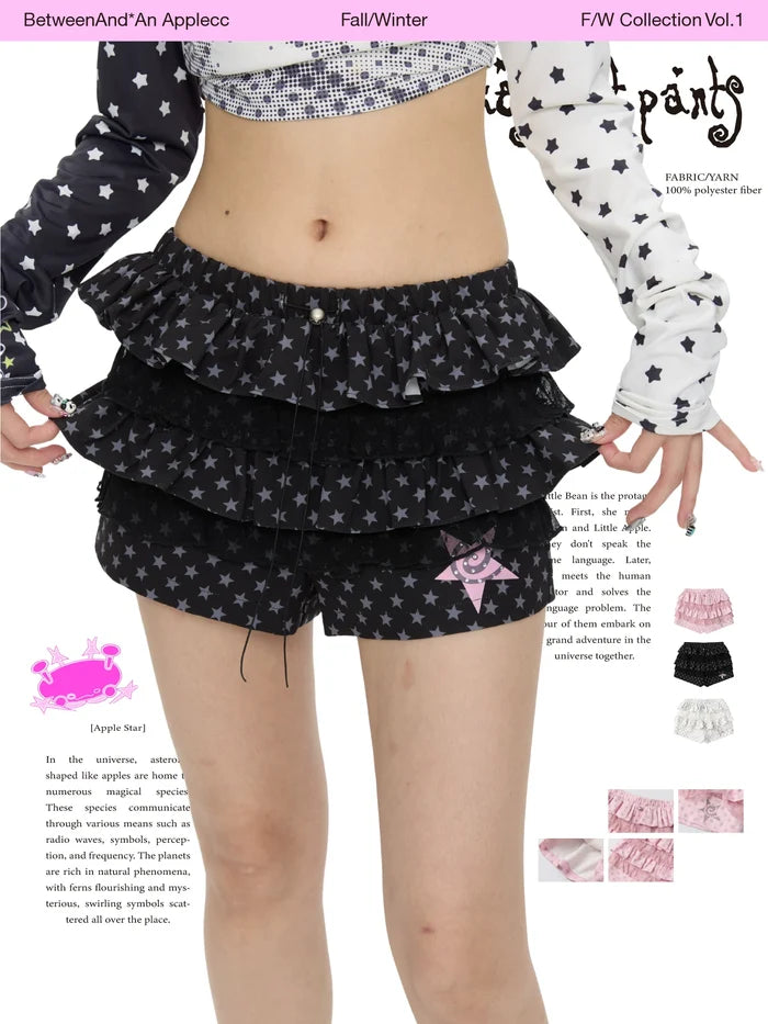 Star polka dot cake skirt short skort with ruffle design