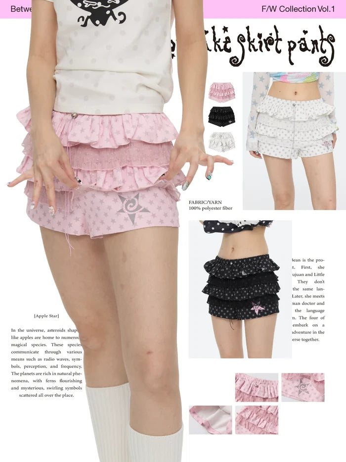 Star polka dot cake skirt short skort with ruffle design