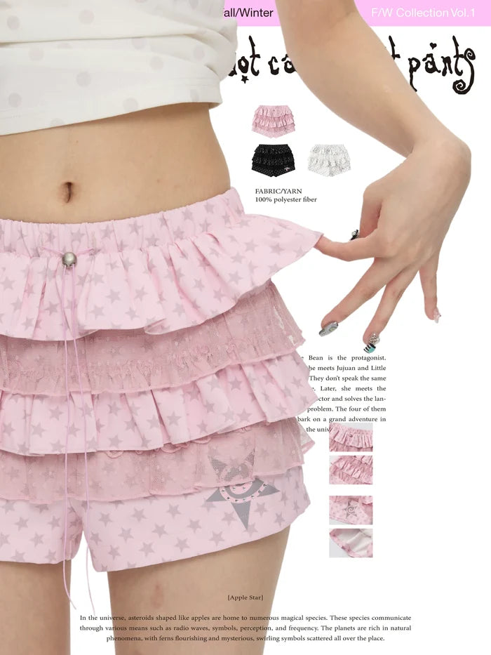 Star polka dot cake skirt short skort with ruffle design
