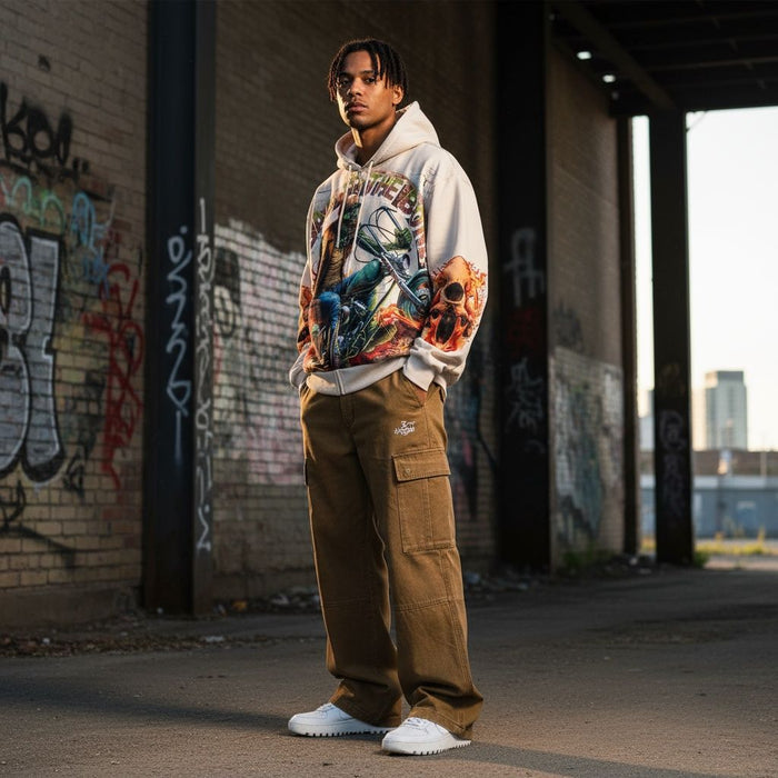 STRAY BAD TO THE BONE PULLOVER HOODIE - ST1520- BONE