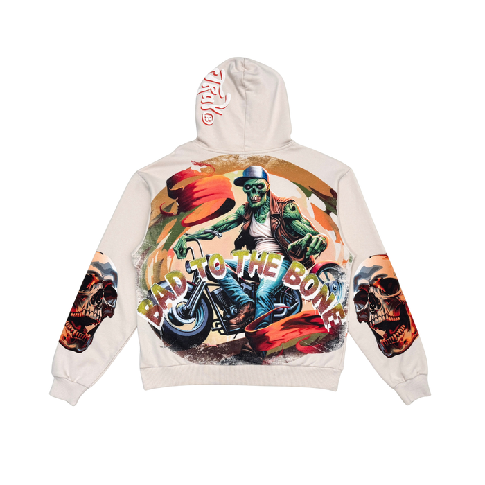 STRAY BAD TO THE BONE PULLOVER HOODIE - ST1520- BONE