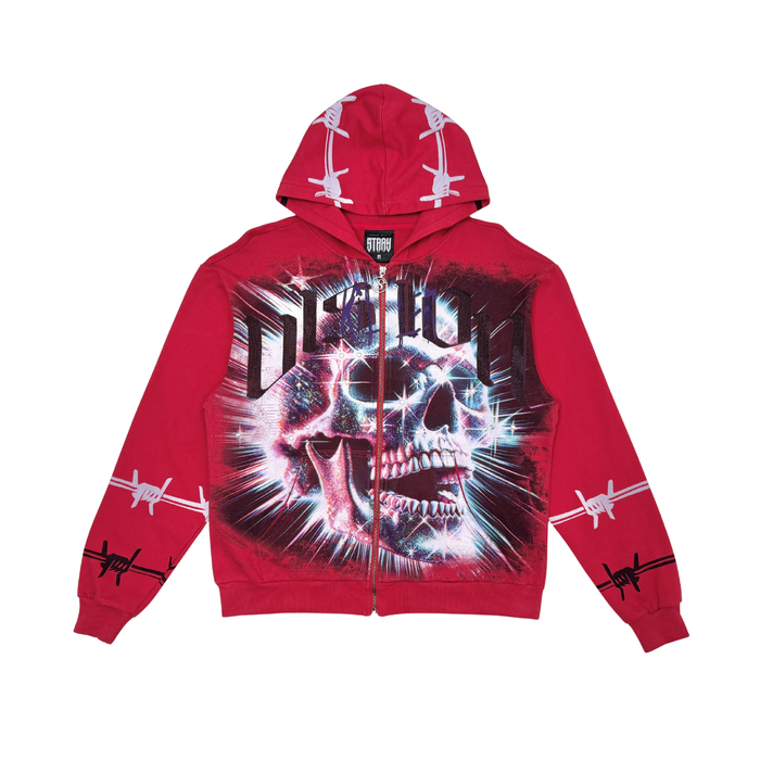 STRAY VISION ZIPUP HOODIE - ST1503-DK.RED