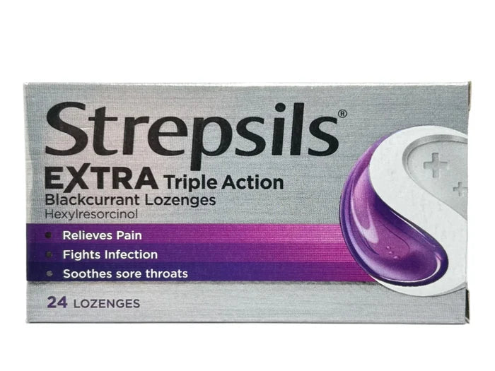 Strepsils Extra Triple Action Blackcurrant Lozenges