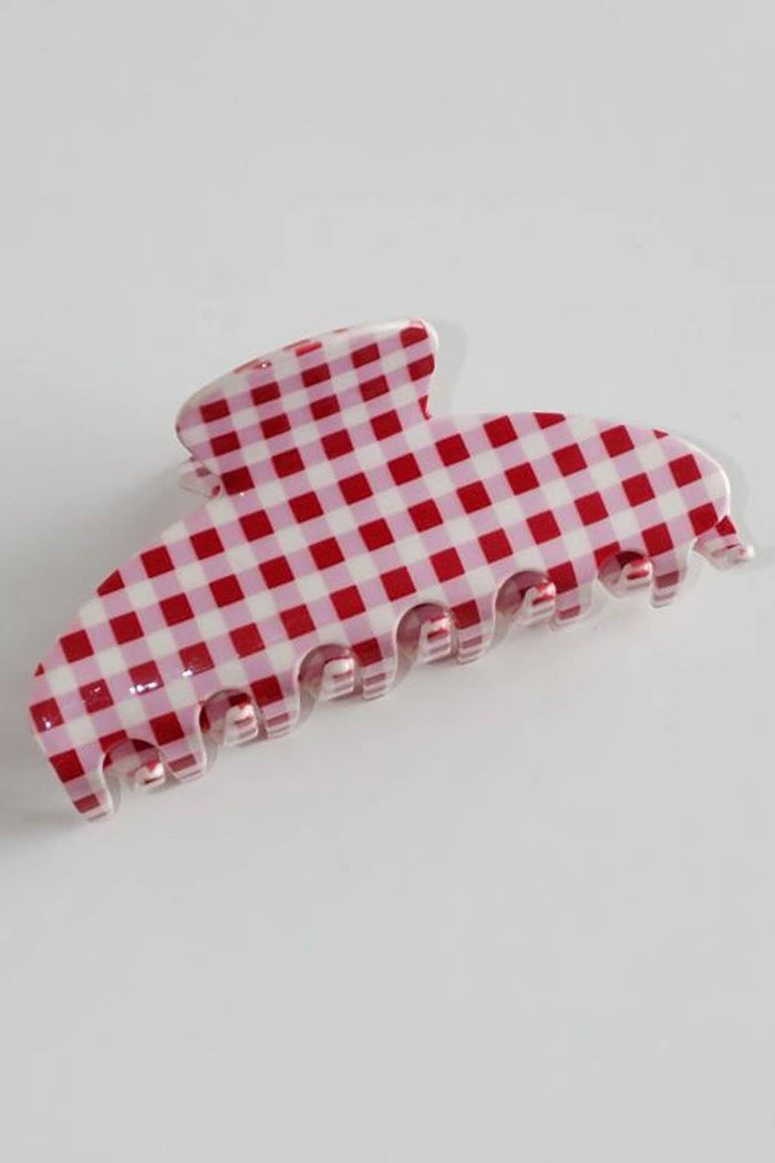 STRIPE PLAID OVAL HAIR CLAW CLIPS