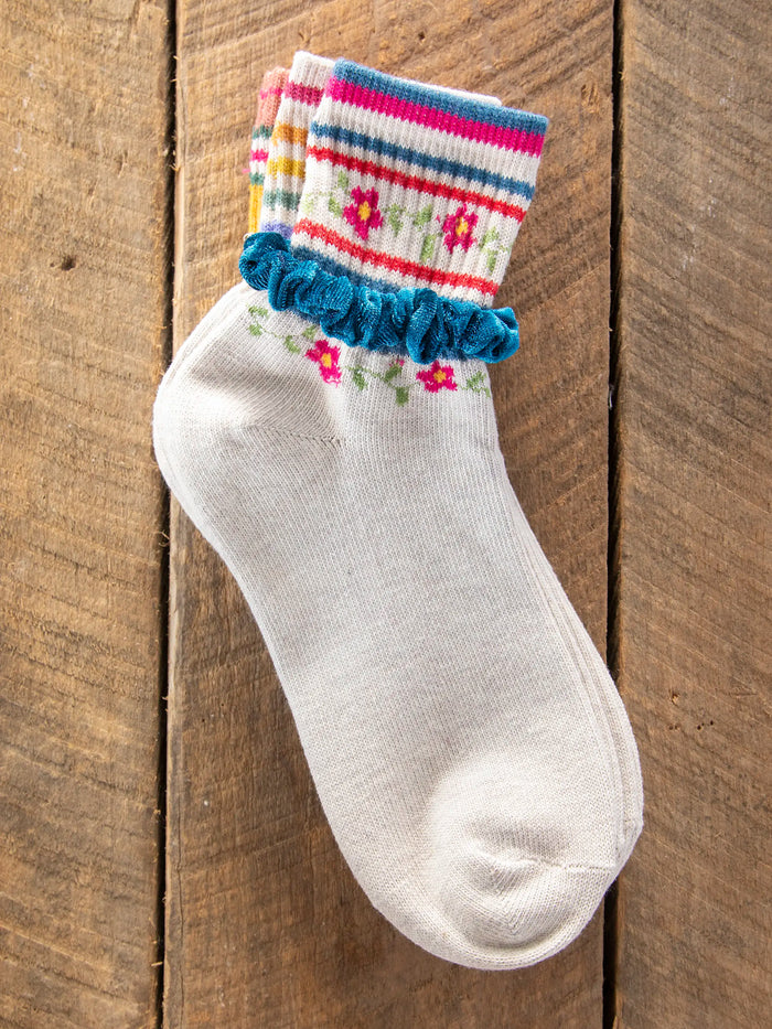 Striped Retro Crew Socks, Set of 3 - Rainbow-view 2