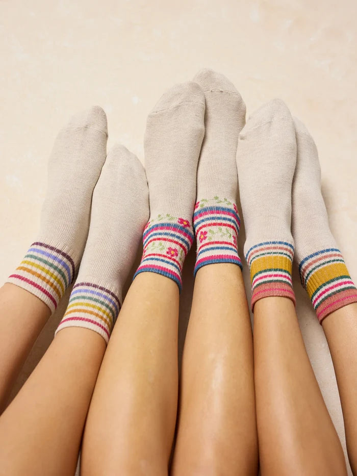 Striped Retro Crew Socks, Set of 3 - Rainbow-view 4